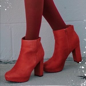 Red heeled booties